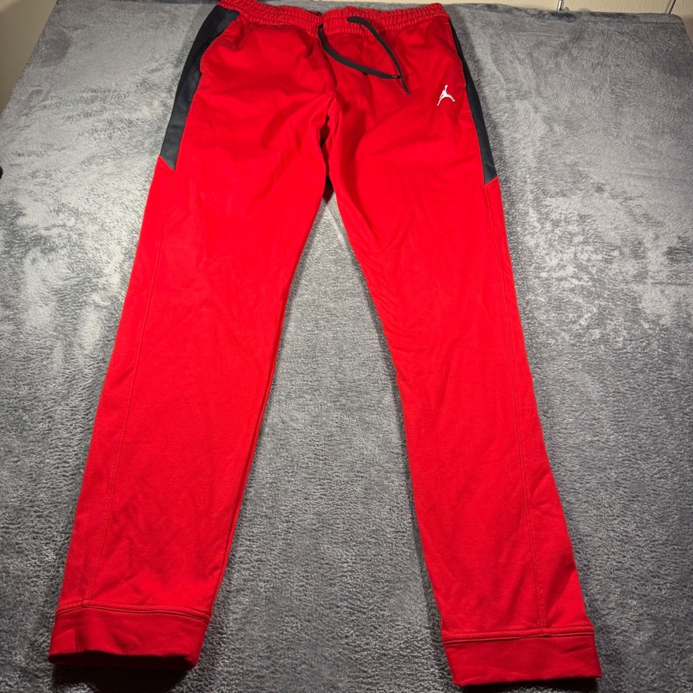 Jordan Mens Red Black Side Stripe Jumpman Fleece Jogger Sweatpants XL Tall